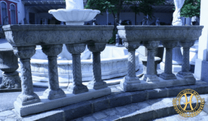 Balustrade mit Blumenjardinieren