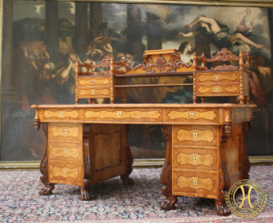 Prunkvoller Spät Biedermeier Schreibtisch