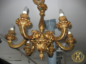 Wiener Biedermeier Holz Lüster um 1860